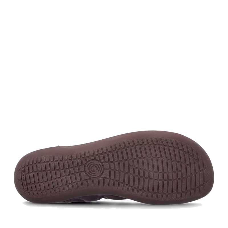 Groundies Women's Ruby 2.0 Ballet Shoe in dark plum, sole view.