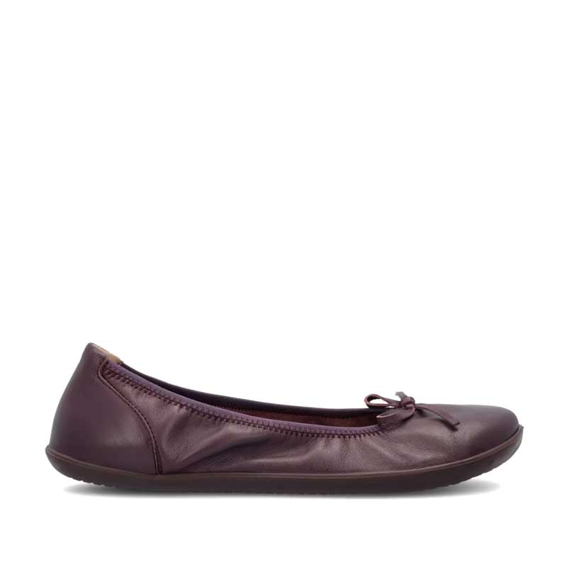 Groundies Women's Ruby 2.0 Ballet Shoe in dark plum, outer side view.