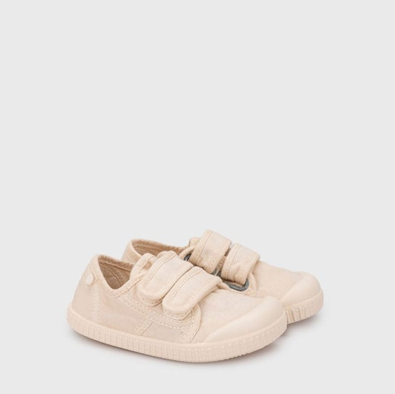 Pair of Igor Berri BRF Canvas Shoes in ivory, outer side and front view.