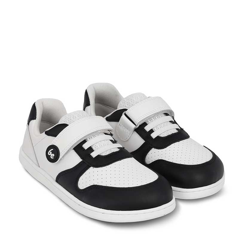 Pair of Be Lenka Kids Trainers Scoot - Black and White, angled view