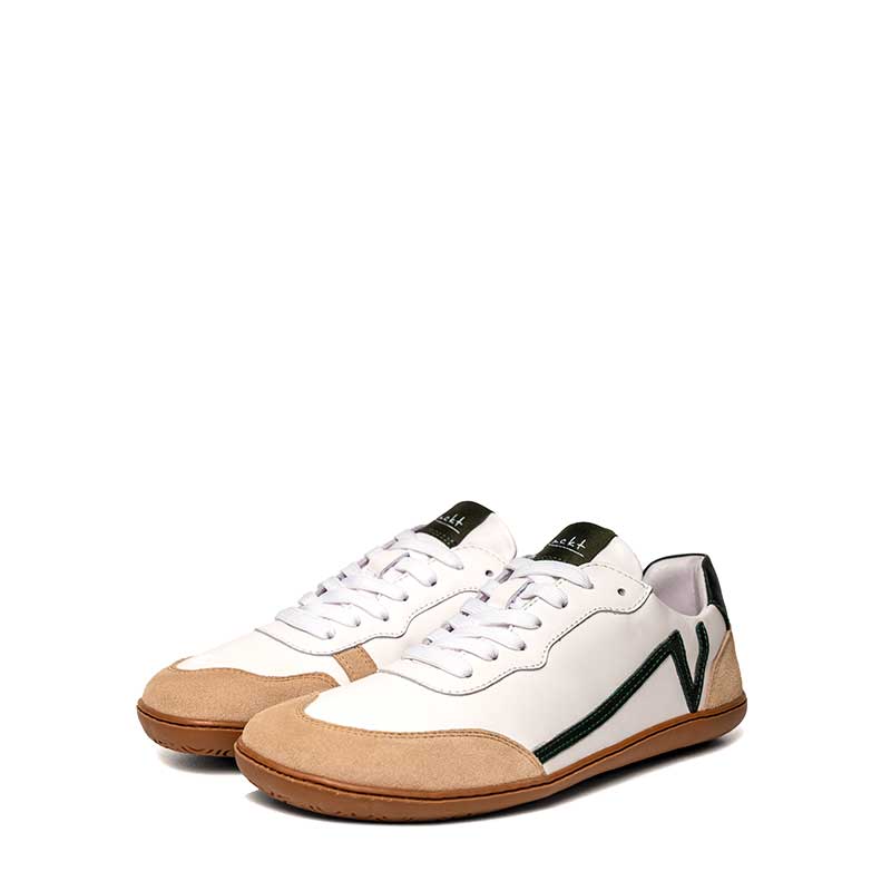 Pair of Nackt Adults Trainers Manon - Scots Pine, angled view showing outer side and front.