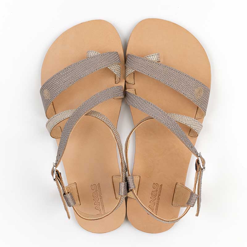 Pair of Tikki Women's Sandals Selene - Stone, top view.