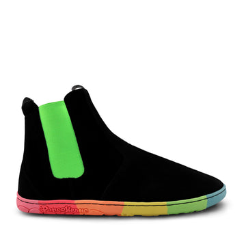 PaperKrane Adults Skittle Neon Chelsea Boot in black, outer side view.