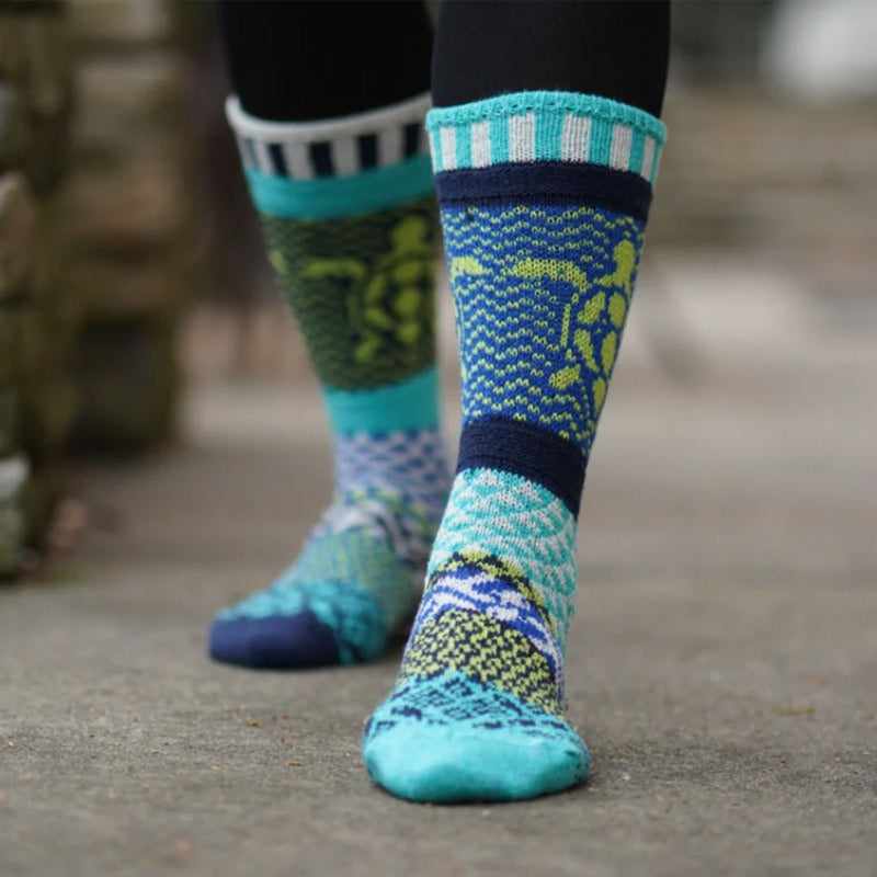 Person wearing Solmate Adults Socks - Ocean.