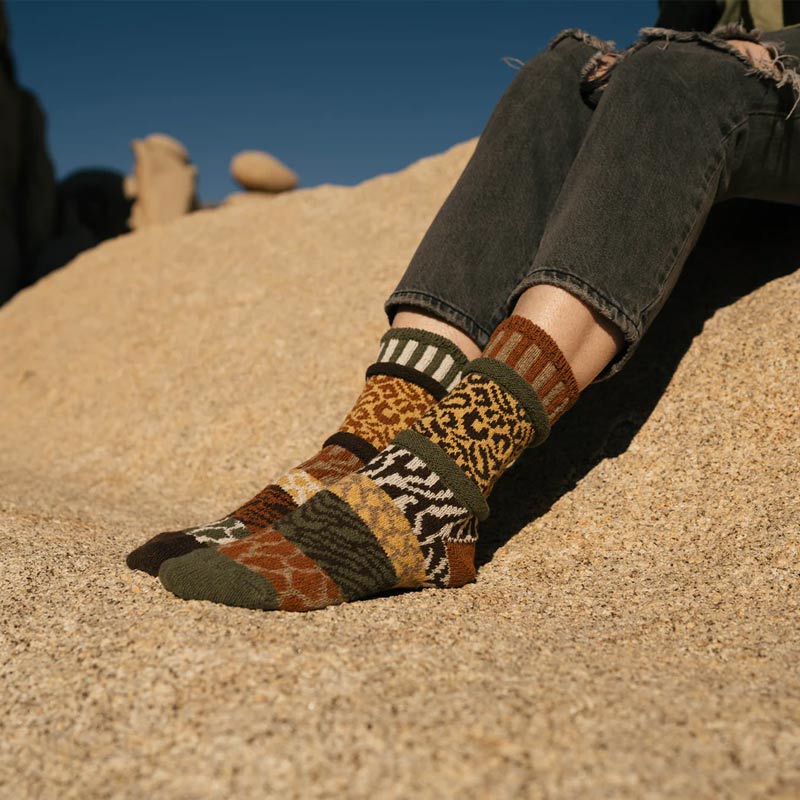 Person wearing Solmate Adults Socks - Savanna.