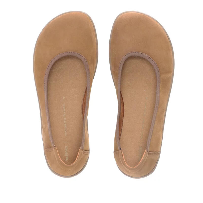 Pair of Be Lenka Women's Ballet Shoes Sophie - Toffee Brown, top view showing toe box