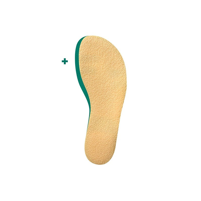 Beige shoe insole with green heel cup