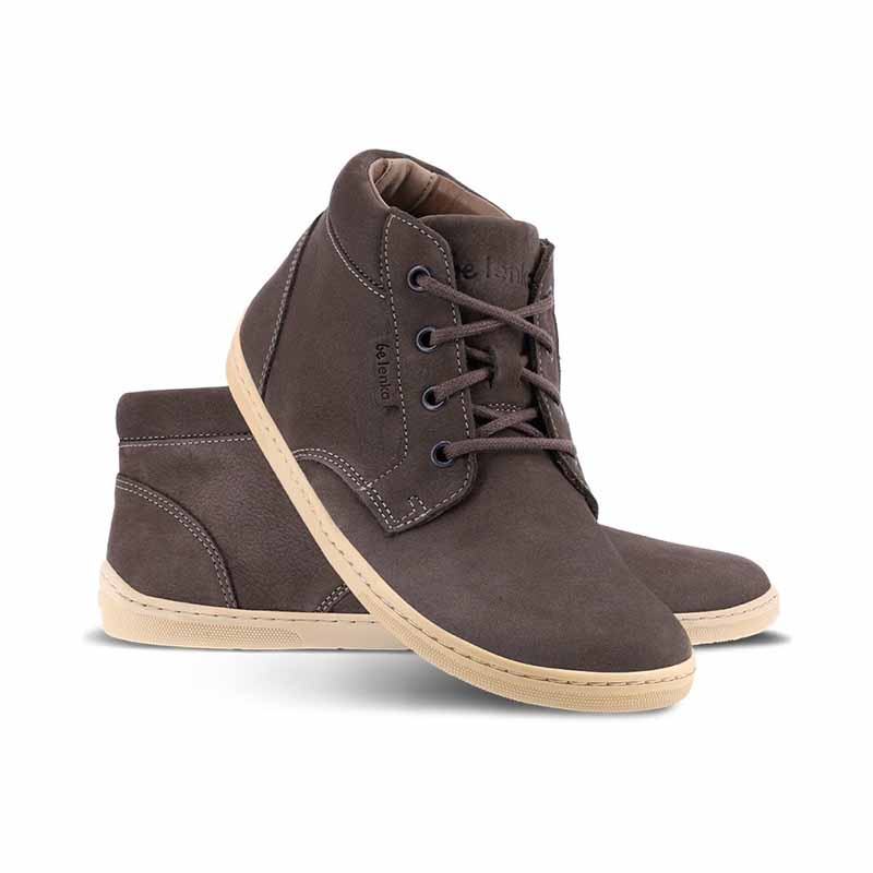 Pair of Be Lenka Adults Shoes Synergy - Chocolate and Beige, one angled and leaning showing the outer side, the other partially showing the inner side