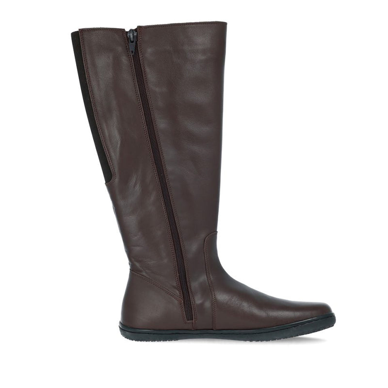 Angles Women's Tall Boot Thalia - Nut, inner side view showing zip