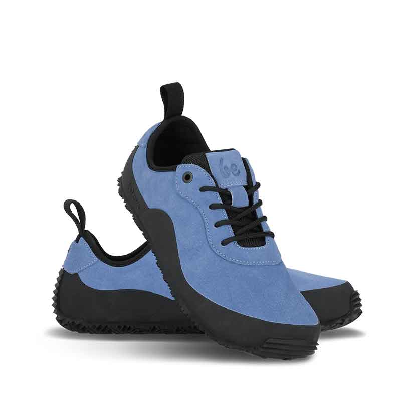 Pair of Be Lenka Adults Shoes Trailwalker 3.0 - Navy, one angled and leaning showing the outer side, the other partially showing the inner side  