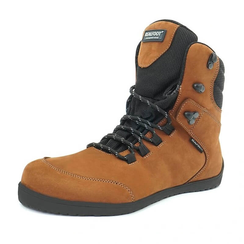 Realfoot Adults Boot Trekker High - Light Brown, angled view showing outer side and front.