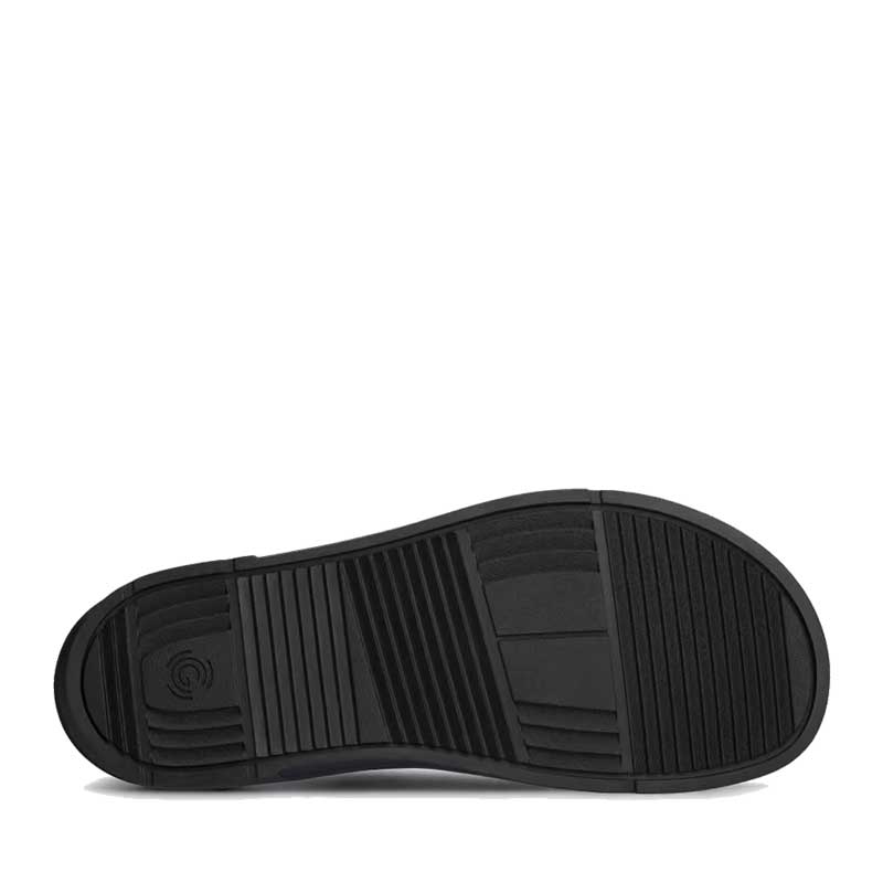 Groundies Adults Trento Shoe in black, sole view.