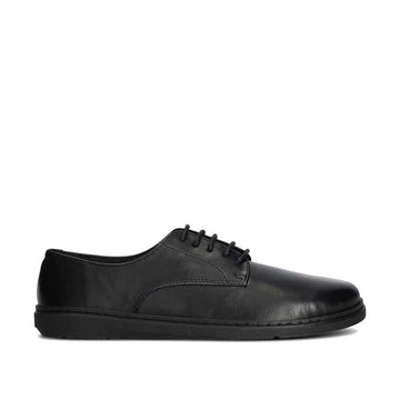 Groundies Adults Trento Shoe in black, outer side view.