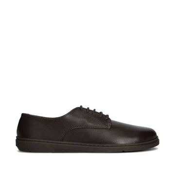Groundies Adults Trento Shoe in chocolate, outer side view.