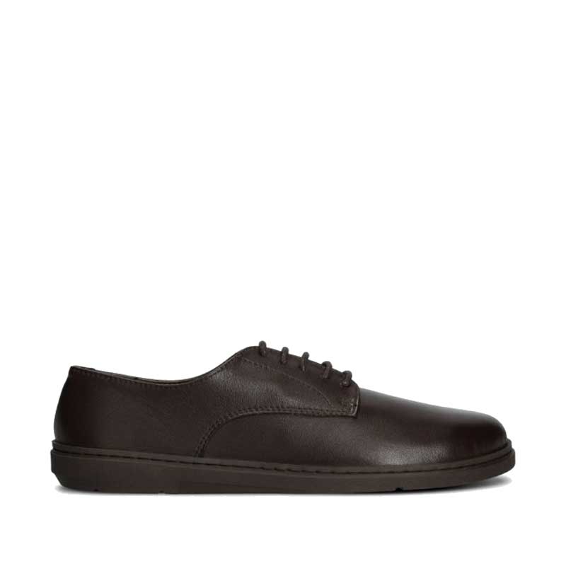 Groundies Adults Trento Shoe in chocolate, outer side view.