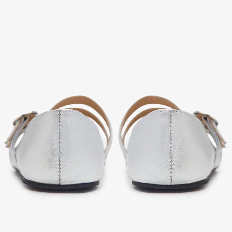 Origo Women's Double Strap Mary Jane Shoes - Silver