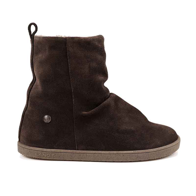 Tikki Lang.S Women's Velvet Boot - Brown, outer side view.