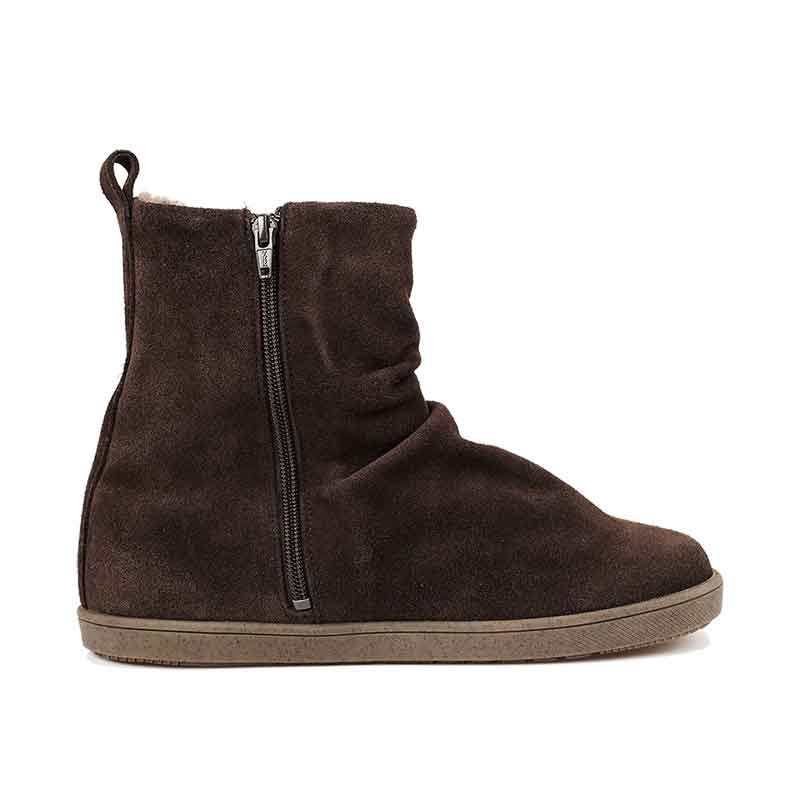Tikki Lang.S Women's Velvet Boot - Brown, inner side view.
