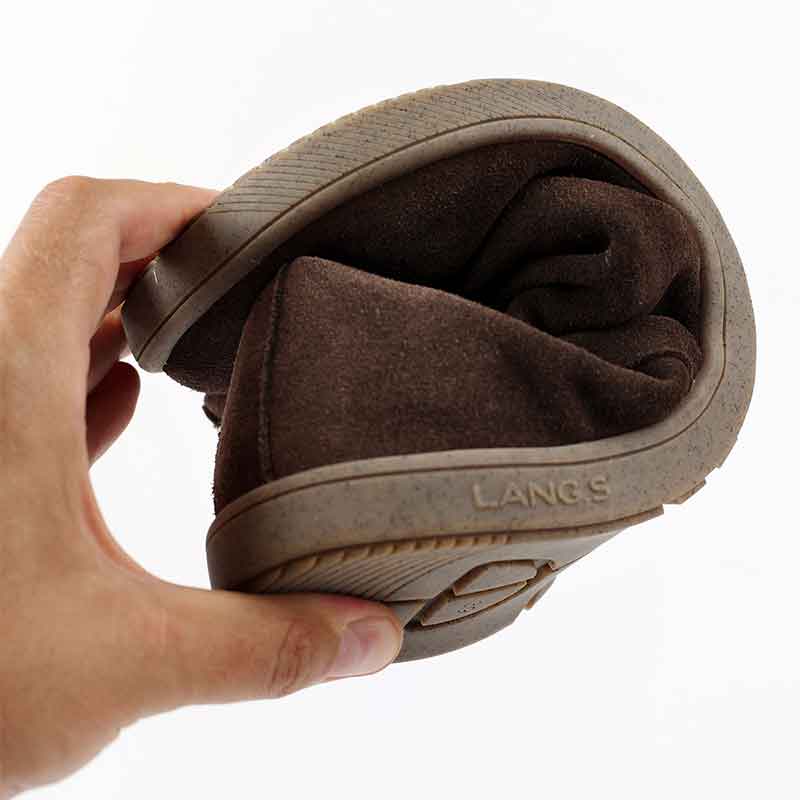 Tikki Lang.S Women's Velvet Boot - Brown, folded up.