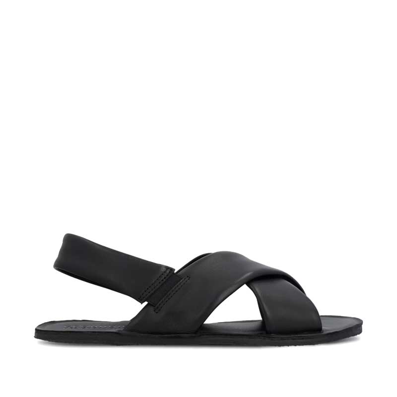 Groundies Women's Verona Sandal in black, outer side view.