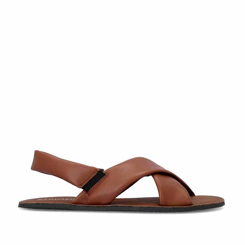 Groundies Women's Verona Sandal in caramel, outer side view.