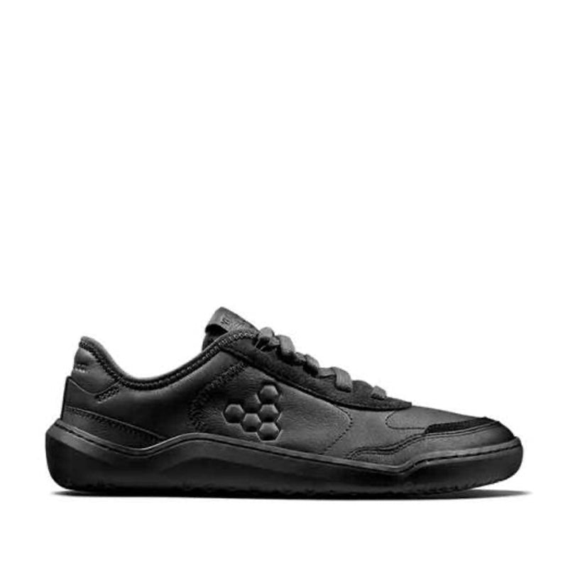 Vivobarefoot Women's Leather Trainer Gobi - Obsidian, outer side view.