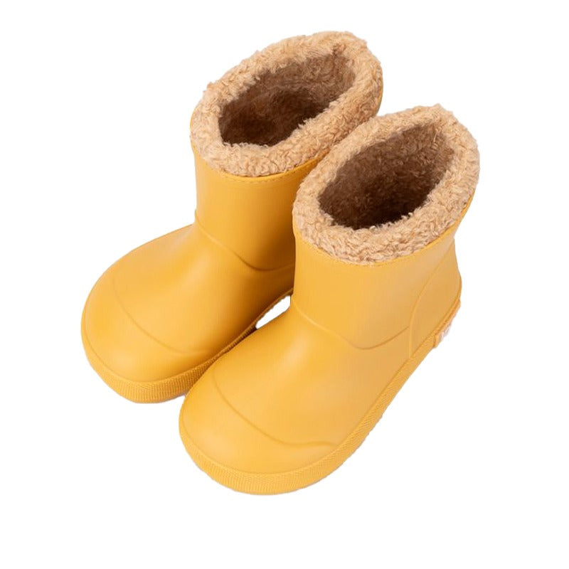 Pair of Igor Yogi Barefoot Warm Wellington Boots - Amarillo Yellow, top view.