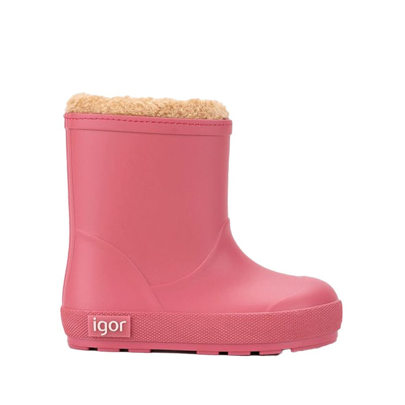 Igor Yogi Barefoot Warm Wellington Boot - Frambuesa Raspberry, outer side view.