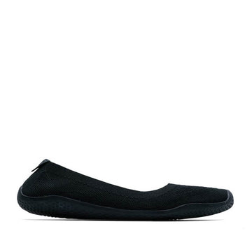 Vivobarefoot Women's Ballerina Shoe Asana Yin Knit - Obsidian, outer side view.