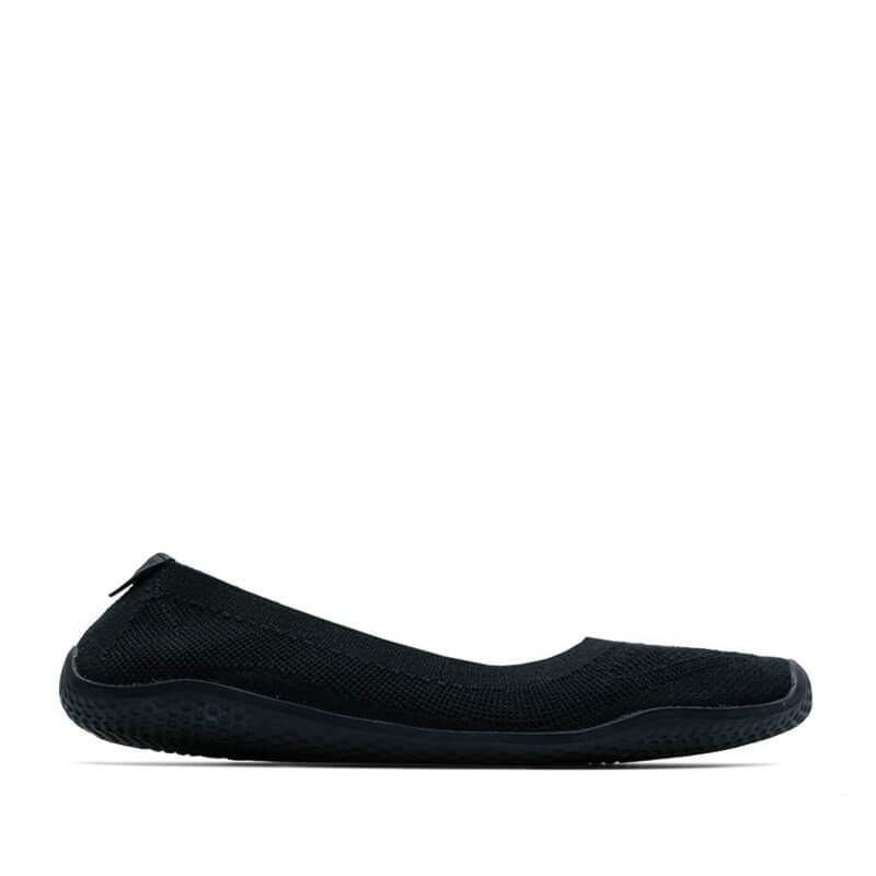 Vivobarefoot Women's Ballerina Shoe Asana Yin Knit - Obsidian, outer side view.