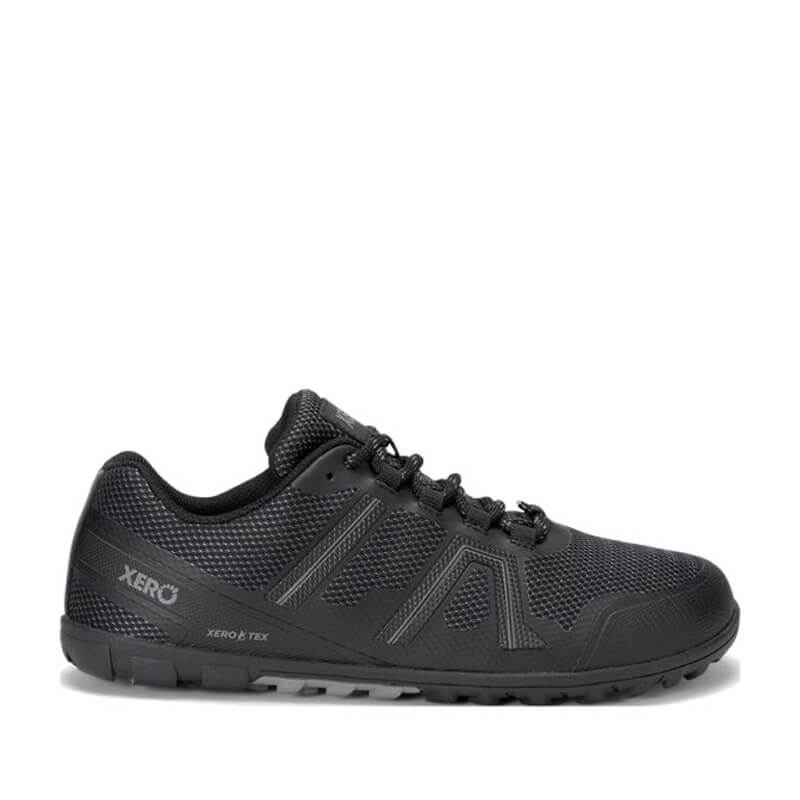 Xero Men's Waterproof Trail Shoe Mesa Trail - Black, outer side view.