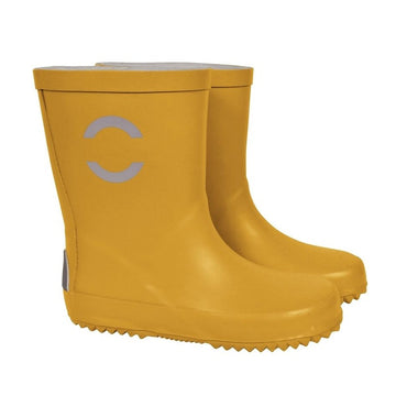 Pair of Mikk-Line Kids Wellies - Sunflower, outer side view.