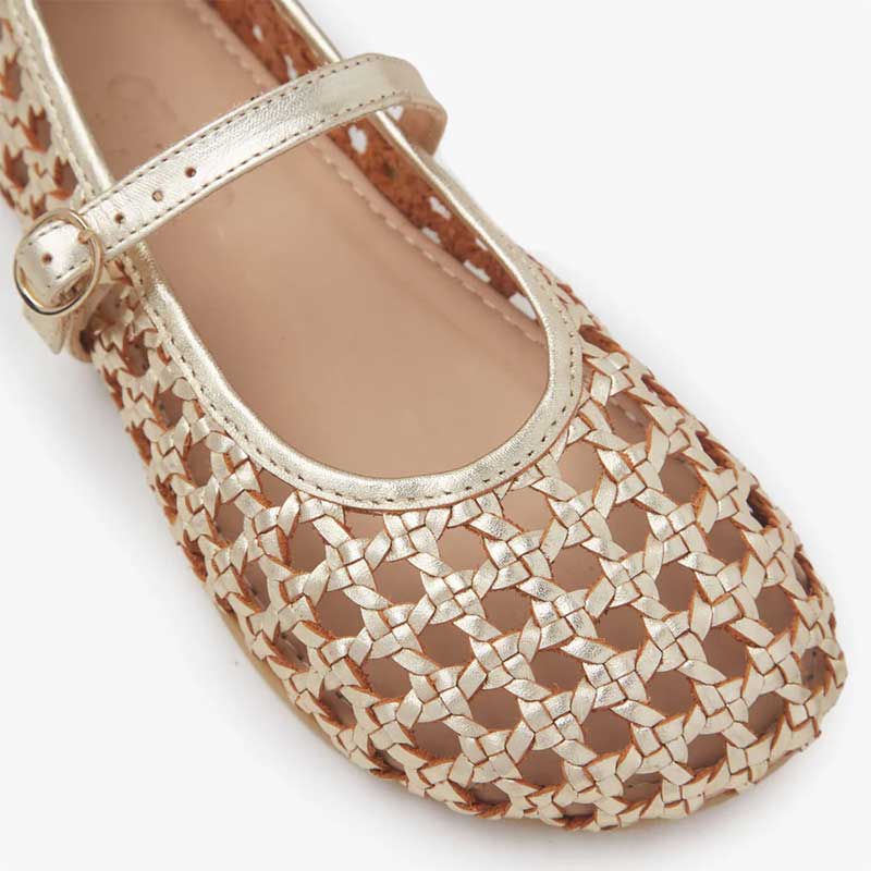 Origo Women's Woven Ballerina Shoes by Anya - Gold
