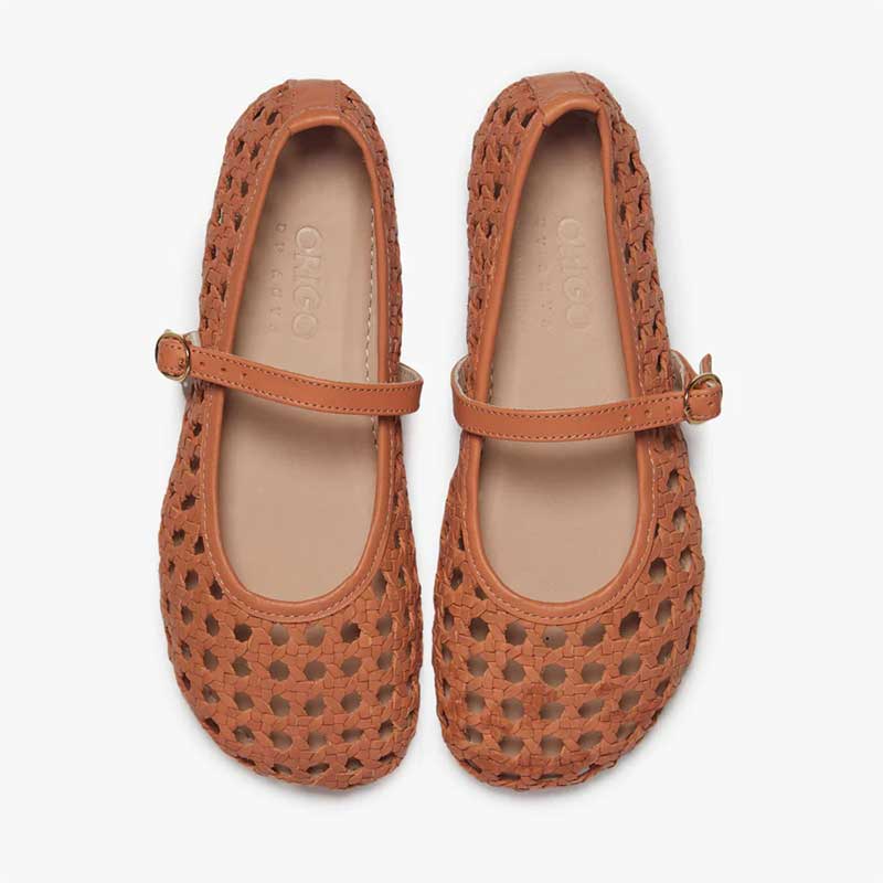 Origo Women's Woven Ballerina Shoes by Anya - Toffee