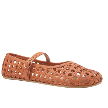 Brown woven sandal on a white background