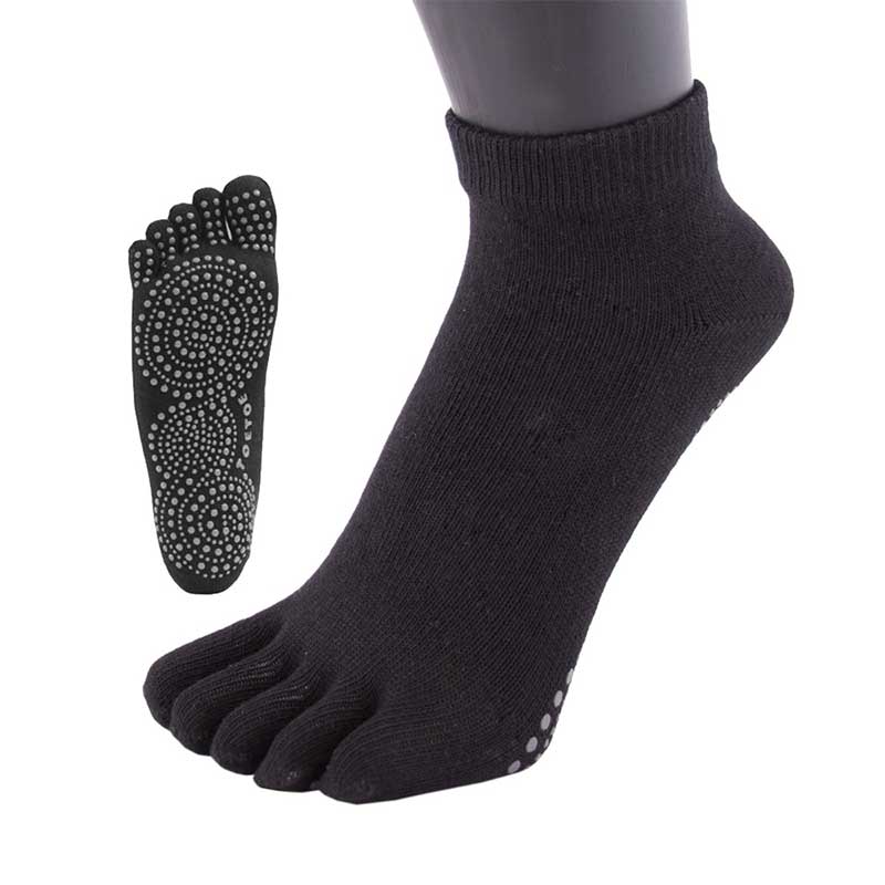 TOETOE Adults Anti-Slip Sole Trainer Toe Socks - Black