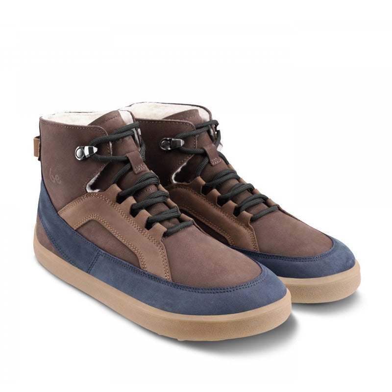 Pair of Be Lenka Adults Boots York - Brown and Navy, angled side view