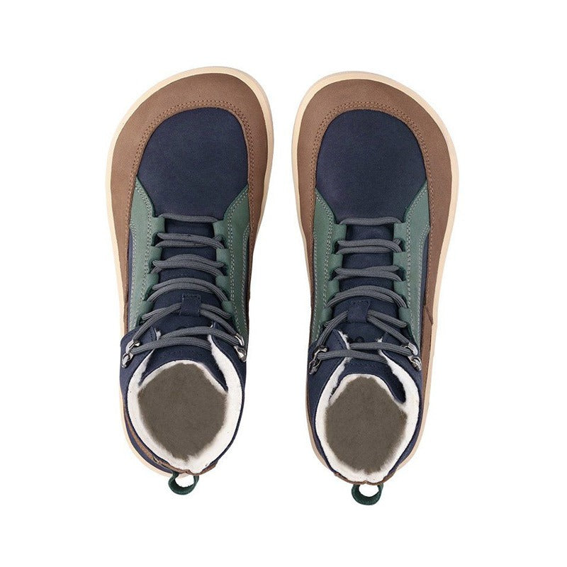 Pair of Be Lenka Adults Boots York - Navy/Brown/Beige, top view showing toe box