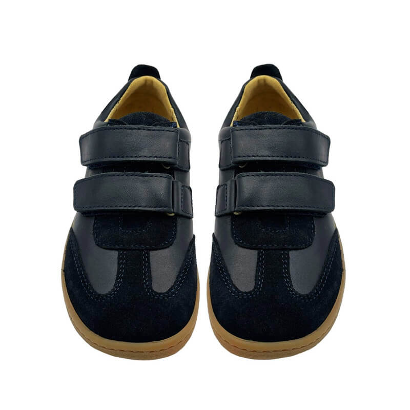 Pair of Young Soles Kids Trainers Pele - Navy, front view.