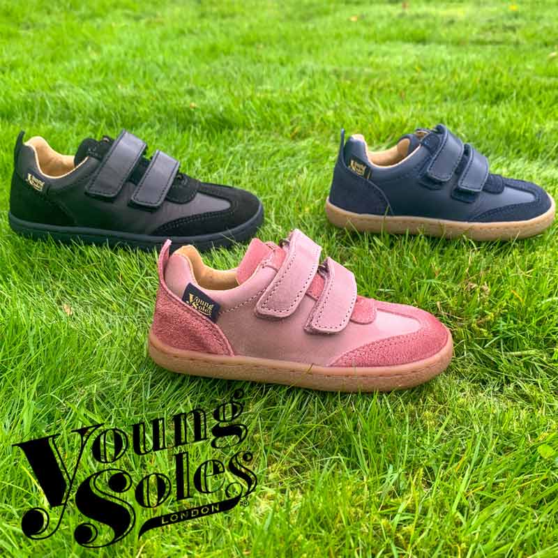 Range of Young Soles Kids Trainers Pele in different colourways.