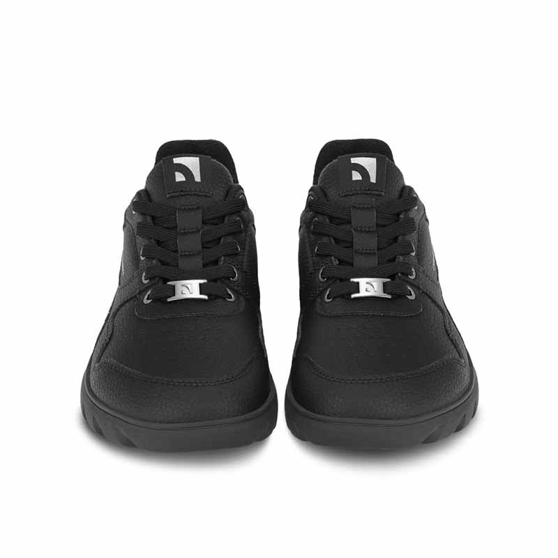 Pair of Be Lenka Adults Barebarics Trainers Zing Frost - All Black, front view showing laces