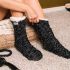 Cozy Sole Women's Cable Knit Slipper Socks Black